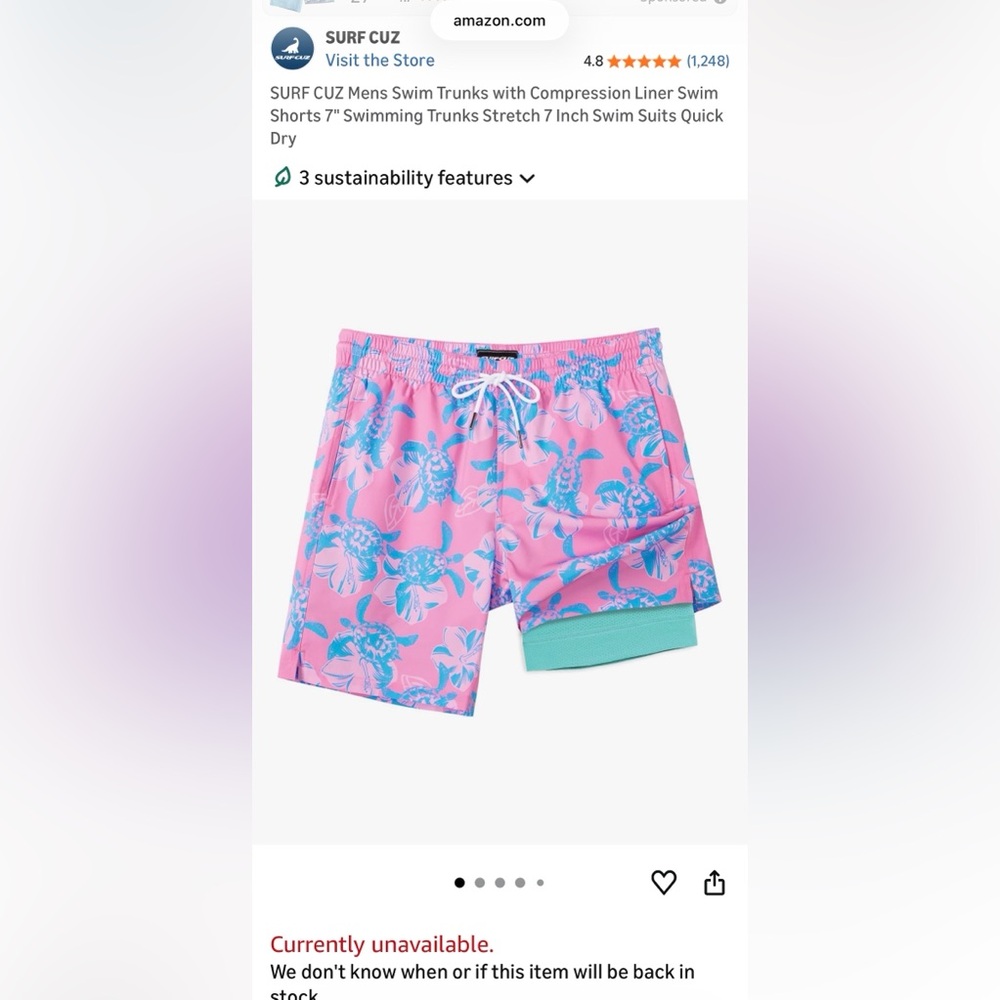 Surf Cuz Colorful Swim Shorts with Floral Design Small